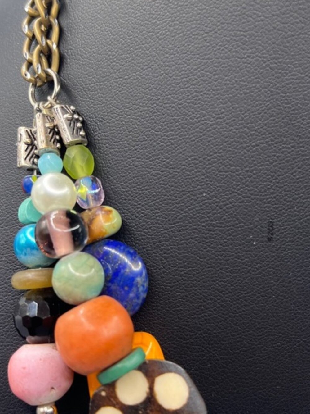 Colorful Beaded Necklace Layered Triple Strand Glass Beads Southwest Western - Picture 4 of 13